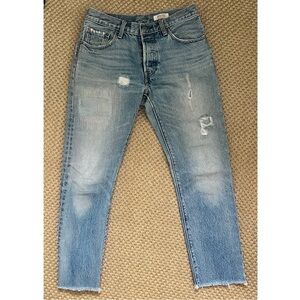 Levi's Women's Distressed Blue Straight Leg Jeans